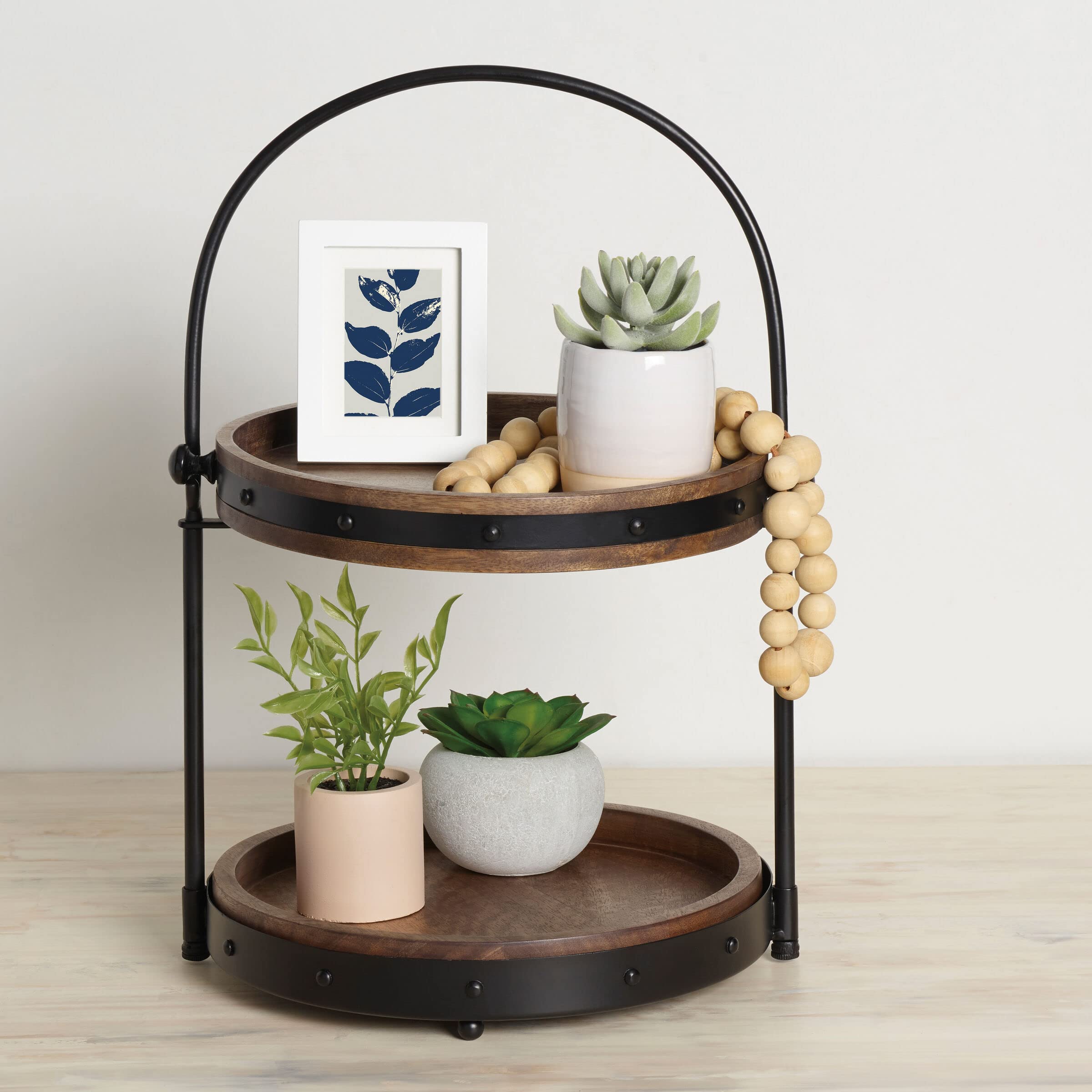 テーブル用品 80s Levi's $2 billion memorial tray Zavis Green Acacia Wood Serving rectangle Stackable Tray / Dish 12